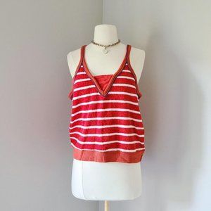 Vintage Red and white Striped terrycloth tank top